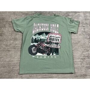 Jackson Hole Wyoming Shirt Womens Small Green Short Sleeve Mighty Fine